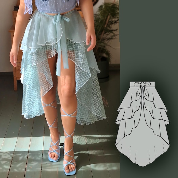 Asymmetric High-Low Wrap Skirt Sewing Pattern PDF, Beginner Friendly (Instant Download)