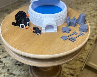 Mini igloo Sandbox w/ Real Sand & Mini Tools - SMALL SIZE 4.5&quot;, 3D Printed Sandbox, Zen Garden, Sensory Toy, 90s Nostalgia,  Sandbox