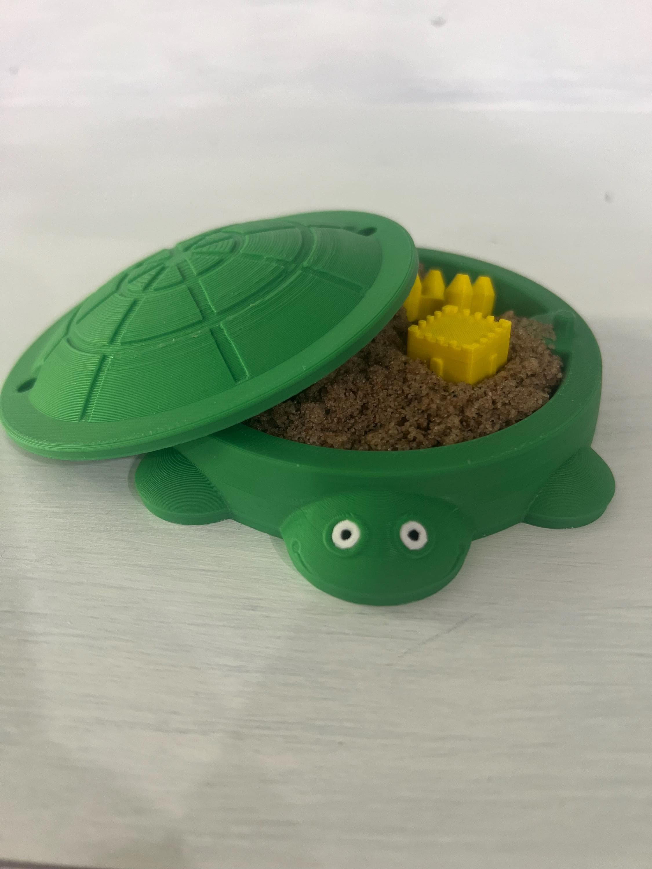 Mini Turtle Sandbox w/ Real Sand & Mini Tools - SMALL SIZE 4.5", 3D Printed Sandbox, Zen Garden, Sensory Toy, 90s Nostalgia, Green Sandbox