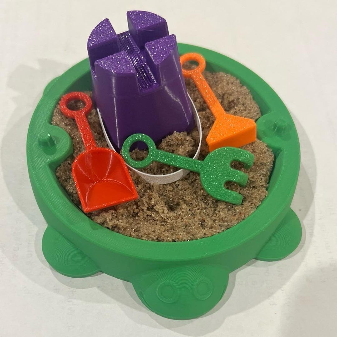 Sand Box Mini Shell Mini Turtle Sandbox W/ Real Sand & Mini Tools - SMALL SIZE 4.5