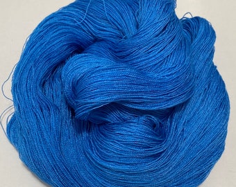 Cobweb Lace Weight Hand Dyed Yarn 100g Superwash Merino Wool, Silk "Gentian" blue