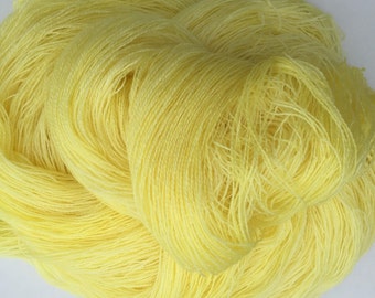 Lace Weight Hand Dyed Yarn Pure Superwash Merino Wool, 100g  "Primrose" yellow