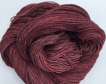 Hand Dyed Yarn 100g Superwash Merino Wool, Nylon, sock weight "Feather Star", burgundy, red, brown
