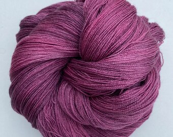 Cobweb Lace weight hand dyed yarn 100g Superwash Merino Wool, Silk "Mulberry"