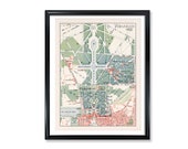 Versailles Map Vintage French Garden Poster Print on Matte Photo Paper Decorative Antique Wall Decor City Map of France