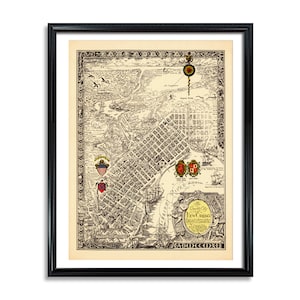 New Orleans Vintage Poster Print on Matte Paper Decorative Antique Wall City Street Map of Louisiana