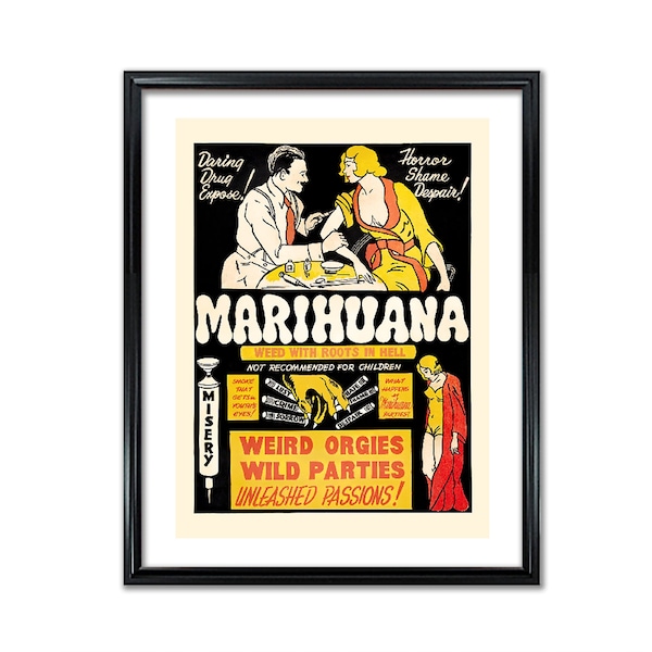 Marijuana Propaganda Vintage Poster Propaganda Vintage Poster 1920 Illustrations Decorative Wall Print Poster Art Home Decor Wall Hangings