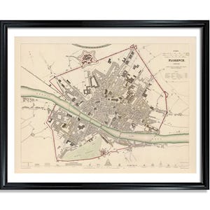 Vintage Florence Map Print: Antique Italy City Wall Art