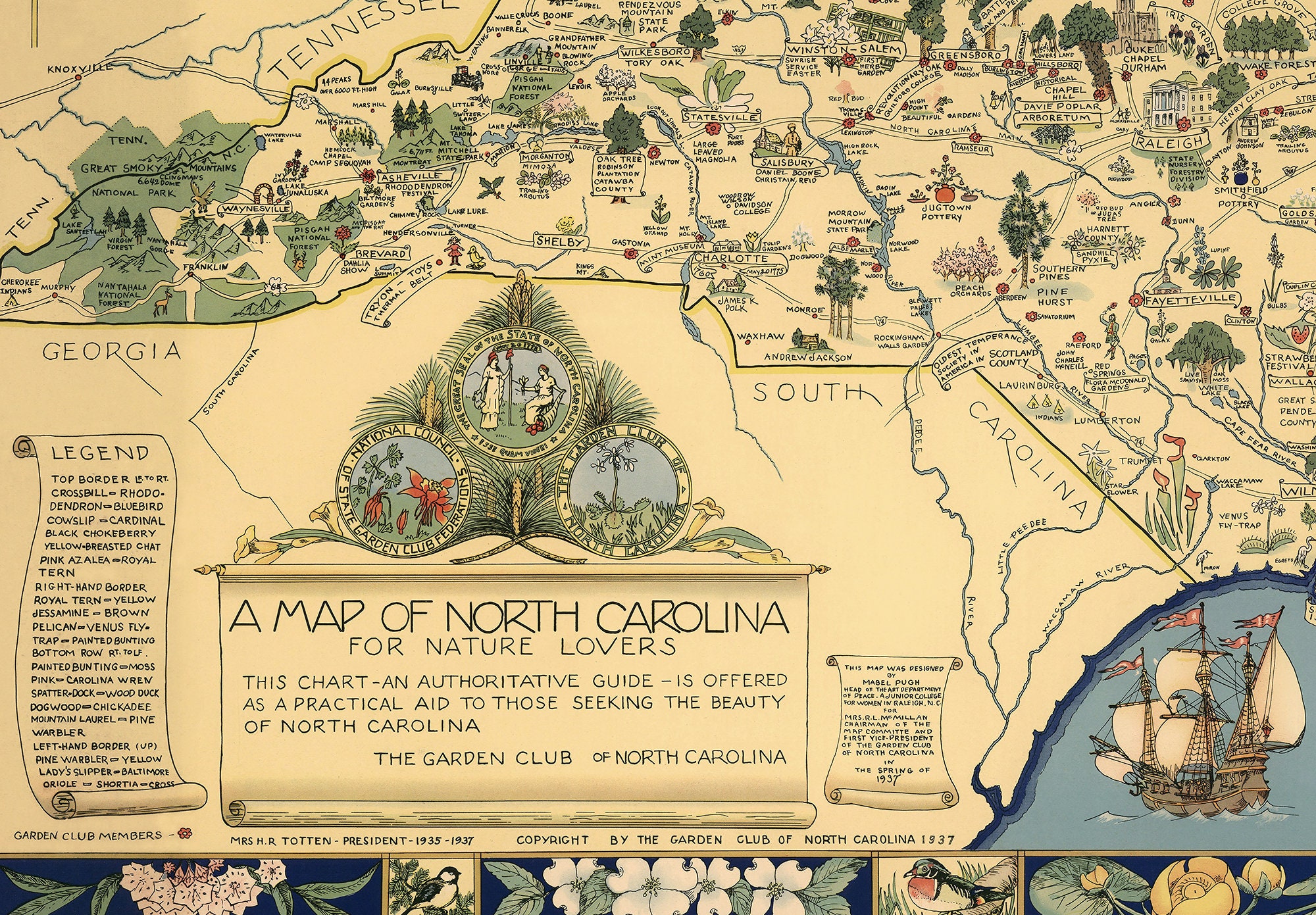 Map of North Carolina Poster Print Vintage Home Wall Antique - Etsy