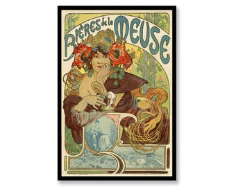 French Art Poster: Bieres de la Meuse - Vintage 1897 Beer Ad
