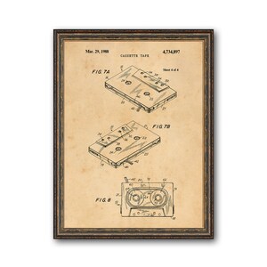 Cassette Tape Patent Illustrations Industrial Decorative Vintage Print Musician Gift