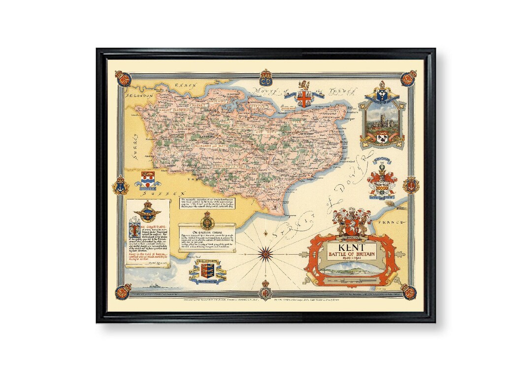 Kent England Poster Print Vintage Home Wall Map Decor - Etsy
