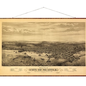 Setattle Vintage Stadtplan von Washington, Dekorative Stadtkarte, Aufhängefertig