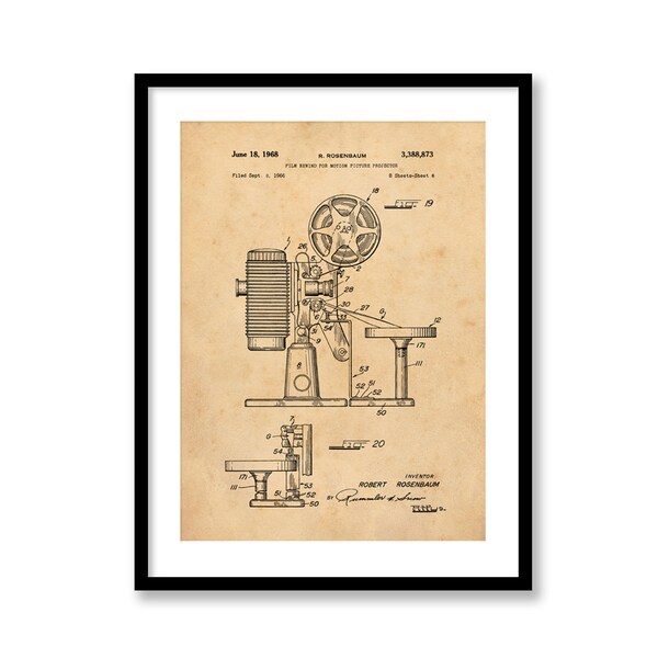 Motion Picture Projector Vintage Patent Illustrations  Industrial Decorative Print Filmmaker Gift BUY 3 Get 4th PRINT FREE