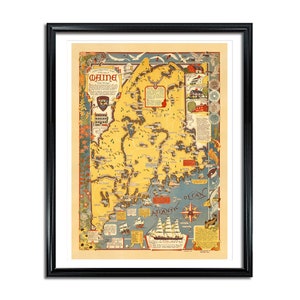 Maine City Poster: 1938 Vintage Pictorial Map Print