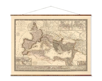 Roman Empire Canvas Map - Vintage Antique Italy Scroll Decor