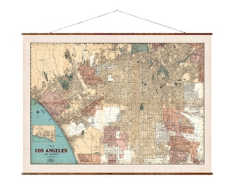 Los Angeles Map Scroll: 1938 Vintage City View - Ready to Hang