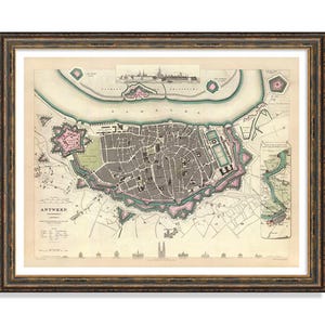 Antwerp Vintage European City Poster Print on Matte Paper Decorative Antique Wall Decor City Map of of Belgium
