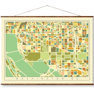 Washington DC mozaïek stad kunst kaart vintage gekleurd klaar om op te hangen canvas decoratief muur decor kaart scroll