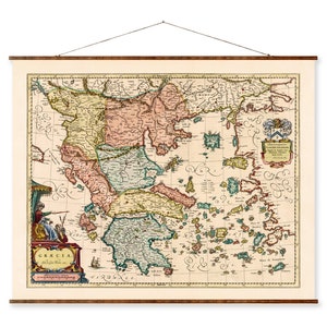 Griechenland Altgriechische Inseln Roll Down Vintage Leinwand Dekorative Europa Landkarte Rolle