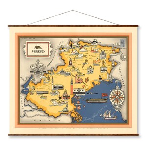 Venetien Italien Vintage Stadtkarte auf dekorativer antiker Wanddekor-Rollkarte