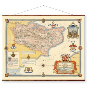 Kent Vintage canvas decoratieve rolkaart van Engeland