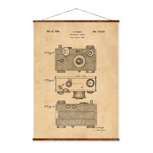 Photographic Camera Patent Vintage Illustrations Ready to Hang Roll Down Industrial Decorative Canvas Scroll Photographers Gift