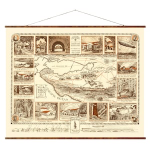 Mapa de Palo Alto vintage listo para colgar, lienzo decorativo, mapa antiguo, pergamino para colgar en la pared