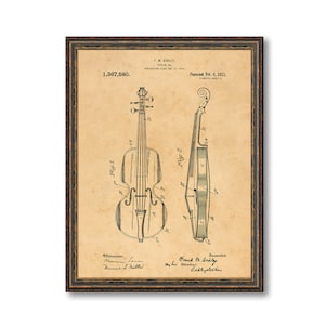 Violin Vintage Patent Illustrations Industrial Decorative Musical Instrument Print Musician Gift