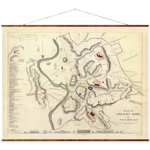 Mapa de la antigua Roma, mapa vintage de ciudades europeas sobre lienzo enrollable, listo para colgar, mapa antiguo decorativo de Italia.