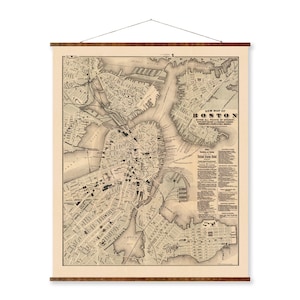 Boston Karte Vintage Stadt Karte auf bereit zum Aufhängen Roll Down Leinwand Dekorative Wand Dekor Karte Rolle von Massachusetts