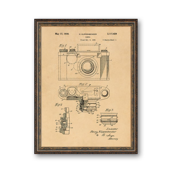 Camera 1938 Vintage Patent Illustrations Industrial Decorative Vintage Print Photographers Gift BUY 3 Get 4th PRINT FREE