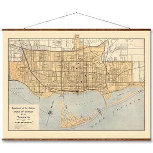 Toronto Kanada Karte Vintage Stadtplan auf bereit zum Aufhängen, dekorative antike Wanddekorkarte Rolle