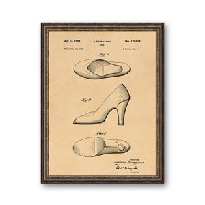 High Heel Patent Illustrations Industrial Decorative Musical Instrument Print Musician Gift