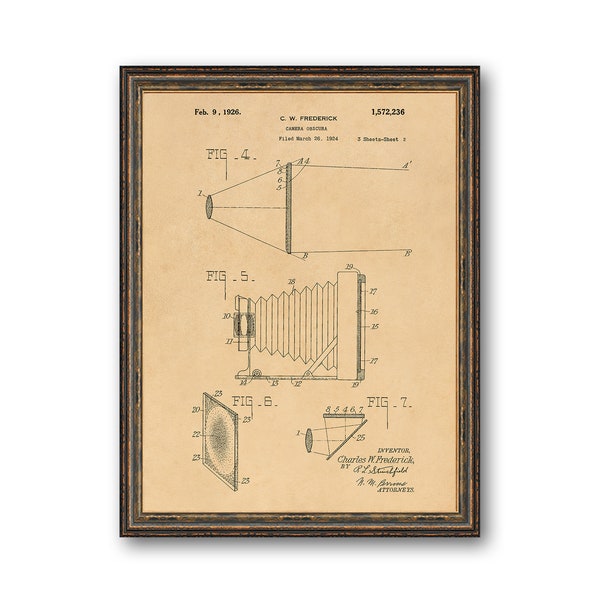 Camera Obscura Patent Illustrations Industrial Decorative Vintage Print Photographers Gift BUY 3 Get 4th PRINT FREE