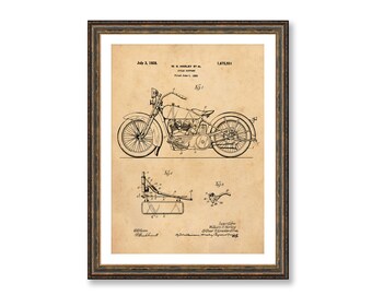 Harley Vintage Patent Illustrations  Industrial Decorative Print BUY 3 Get 4th PRINT FREE