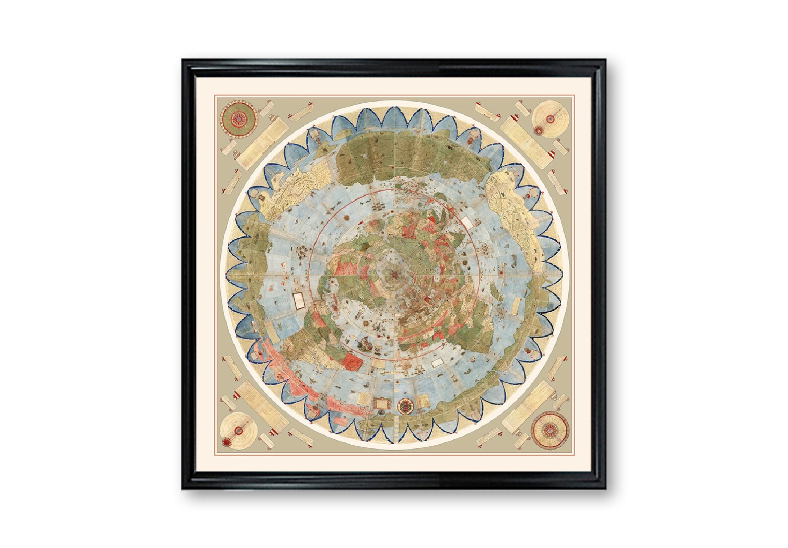 Vintage Earth Map 14th Century World Map Poster Print on Matte Etsy