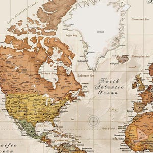 The image is a vintage-style map of North America and the Pacific Ocean, featuring detailed labels and geographical features.