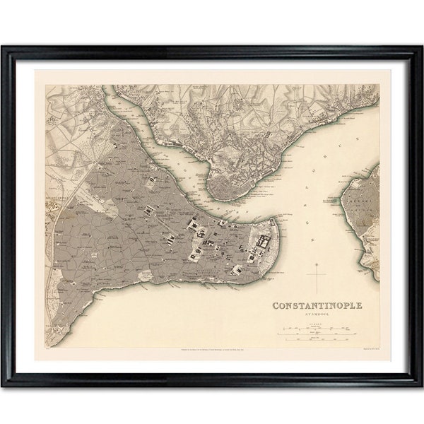 Map of Constantinople Vintage City Poster Print on Matte Paper Decorative Antique Map of Istanbul Turkey Byzantine Ottoman Empire