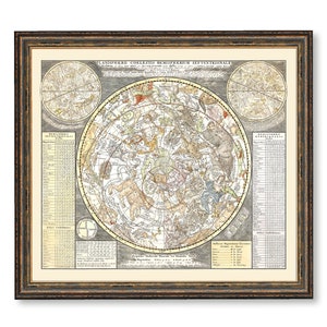 Vintage Celestial Map Print - Antique Stars and Zodiac Chart