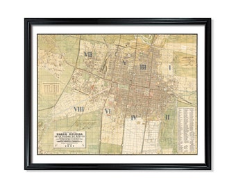 Mexico City Map Vintage Street Map Poster Print on Matte Paper