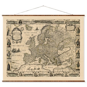 Europa Vintage alte Weltkarte 1668 dekorative Wandrolle aus dem 17
