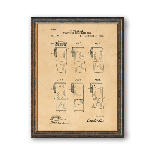 Toilet Paper Vintage Patent Illustrations Industrial Decorative Print Bathroom Art BUY 3 Get 4th PRINT FREE