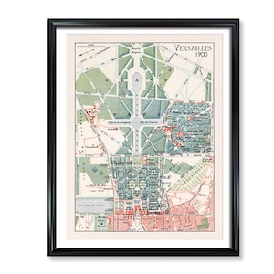 Vintage Versailles Map Print: French Garden Poster, Antique Style