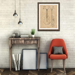 Acoustic Guitar Patent Art: Vintage Industrial Style - Wall Decor afbeelding 2