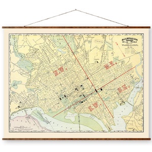 Washington DC Atlas Karte Vintage auf Leinwand dekorative antike Wanddekorrolle koloriert