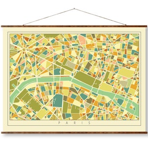 Paris Mosaik Stadt Kunst Karte Vintage farbige bereit zum Aufhängen Leinwand dekorative Wanddekorkarte Rolle