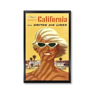 Vintage Airline Poster: California United Airlines - Retro Wall Decor