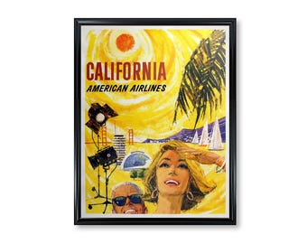 Vintage Airline Poster: California American Airlines - Retro Wall Decor