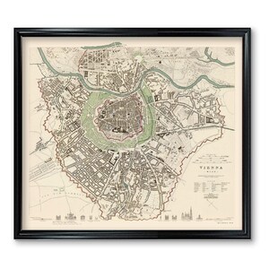 Vienna Map Poster Print Vintage Home Wall Decor of Austria